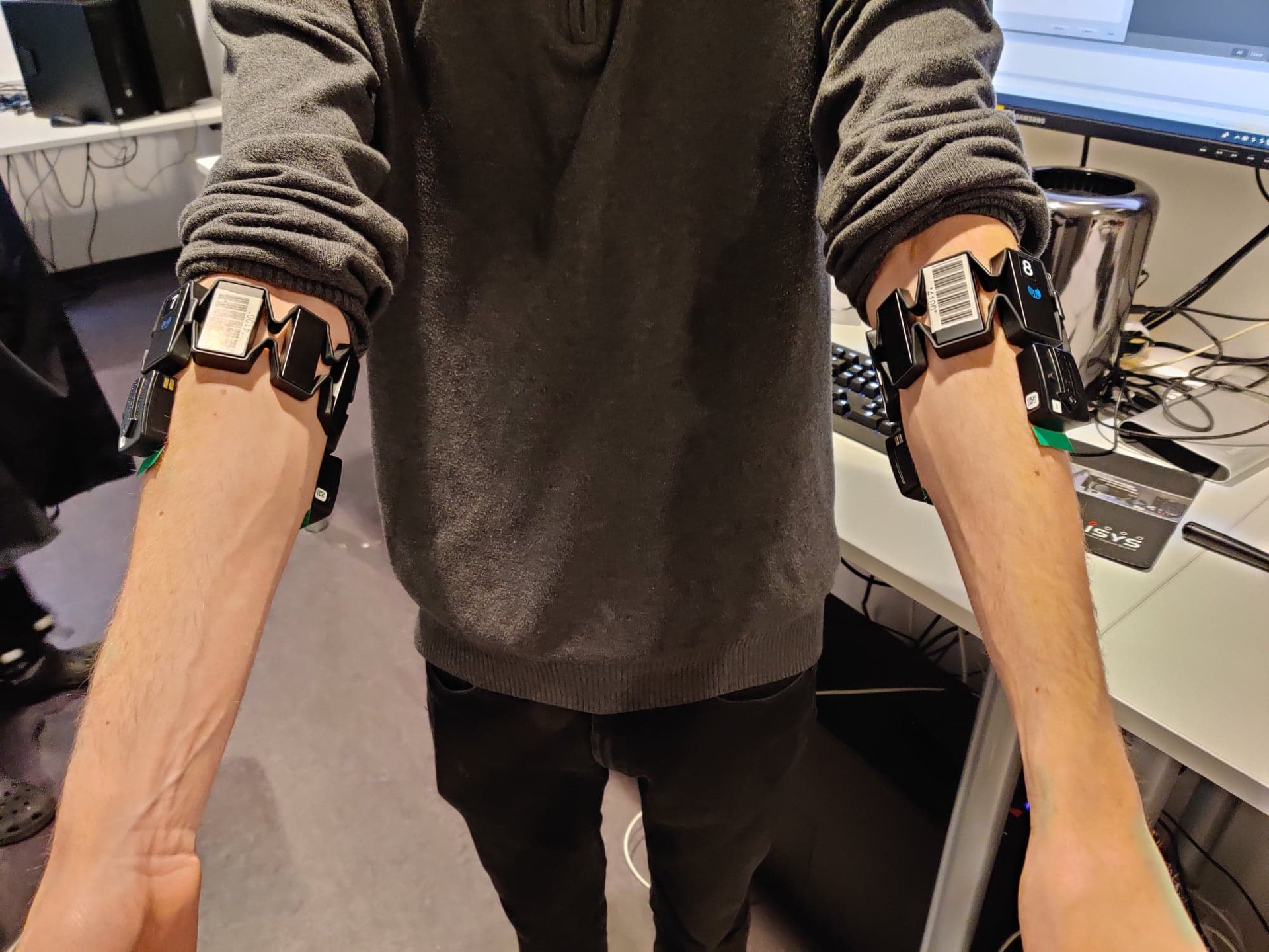 Muscle sensors on an arm