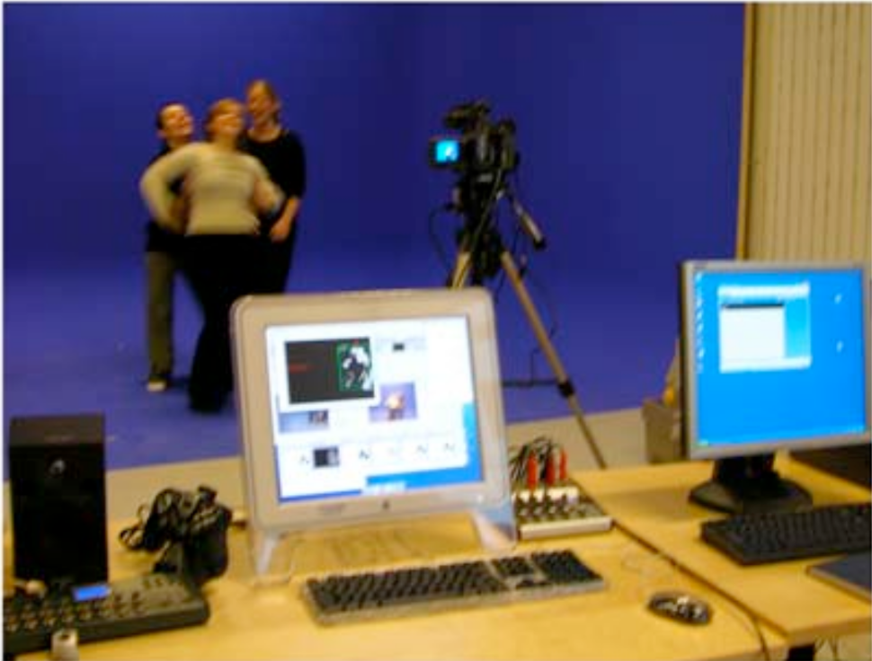 An early recording with a blue screen and old computers