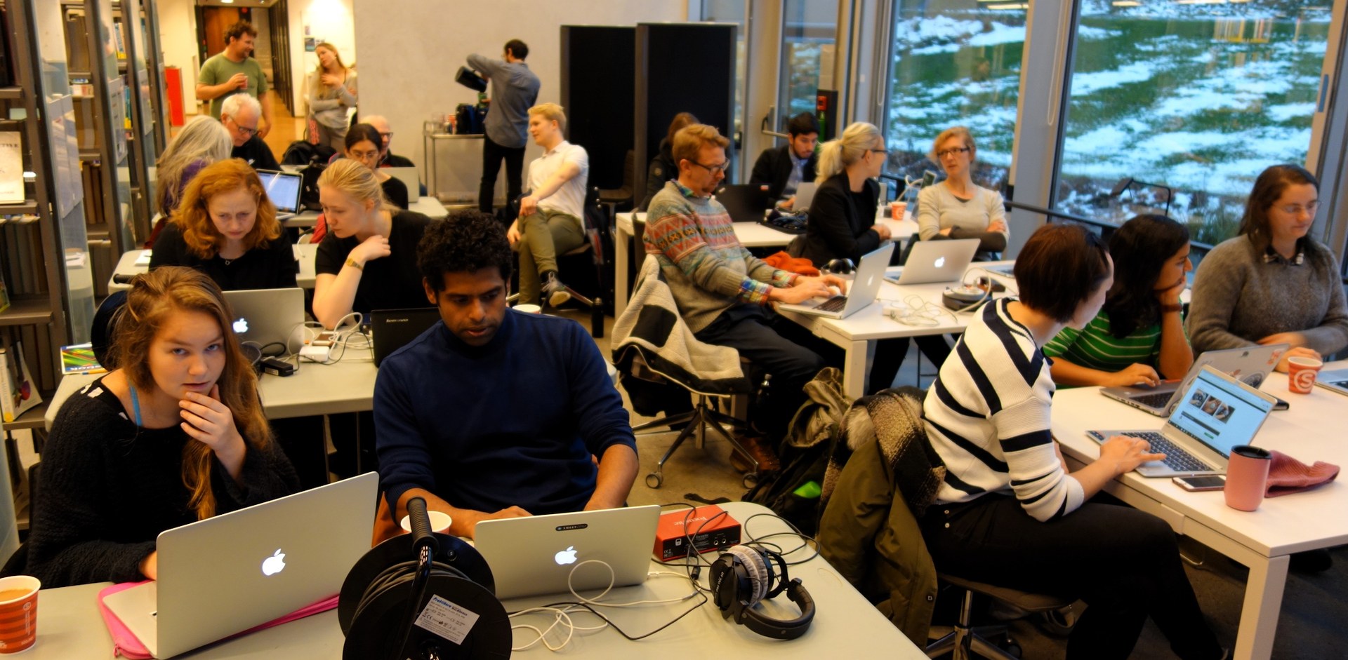 Participants with laptops at a MusicLab workshop