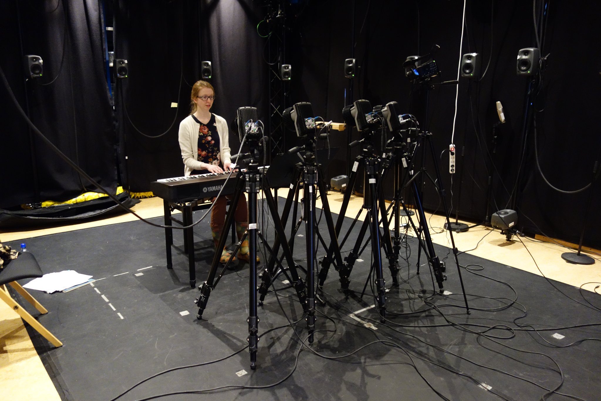 A pianist in the motion capture lab