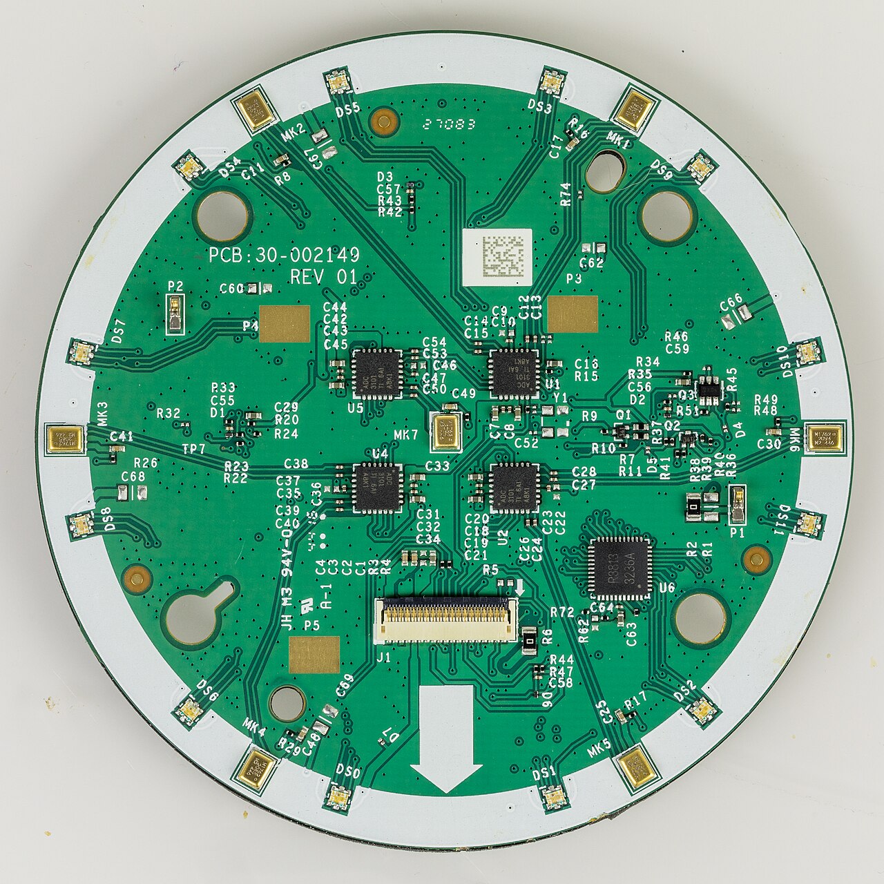 Amazon Echo Dot circuit board with MEMS microphones